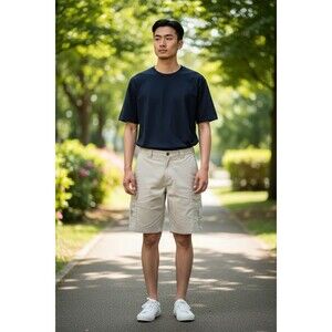 L.L. Bean Mens  Cargo Shorts Beige Size 40 Comfort Waist  100% Cotton